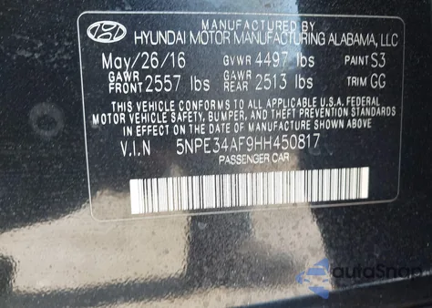 2017 Hyundai Sonata Sport from USA, damaged, VIN 5NPE34AF9HH450817